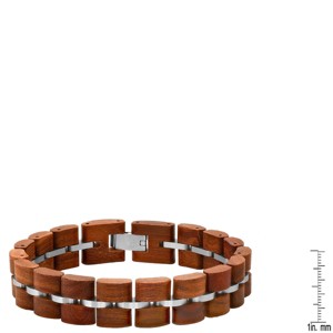 Steeltime Men's stainless steel and wood link bracelet. Color Options: Silver, Gold - 1 of 4