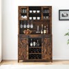 70'' Coffee Bar Cabinet - Farmhouse Wine Bar Cabinet with Storage Shelves 6-Bottle Wine Rack & 12 Stemware Slots Sliding Barn Doors Buffet Cabine - 4 of 4