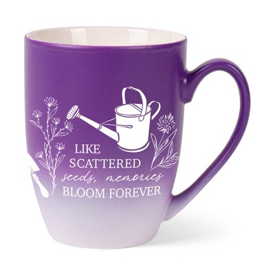 Elanze Designs Like Scattered Seeds Memories Bloom Forever Two Toned Ombre Matte Purple and White 12 ounce Ceramic Stoneware Coffee Cup Mug