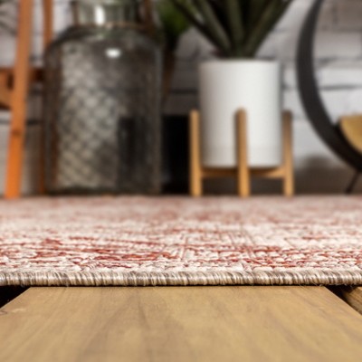 Rozetta Red and Taupe Medallion Flatweave Indoor/Outdoor Rug
