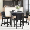 FONTOI Wooden Counter Height Dining Set with Square Table Crystal Edge Detail and Upholstered Chairs for Stylish Kitchen Dining Spaces, Black, - 3 of 4