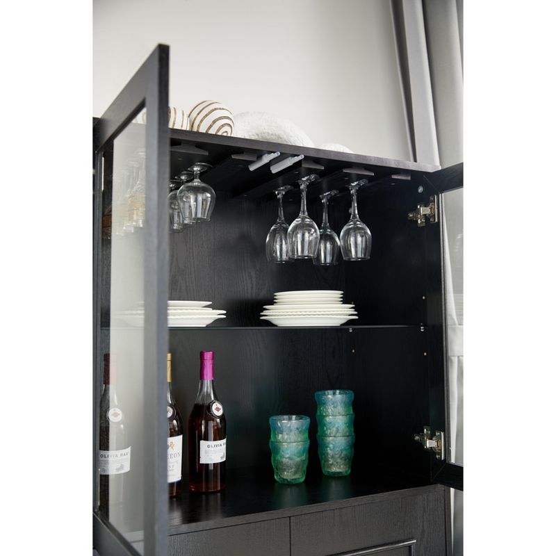 Home Source Bar Cabinet, spacious storage cabinet, elegant sideboard for the dining room, complemented by a wine rack and glass stemware storage, 2 of 10