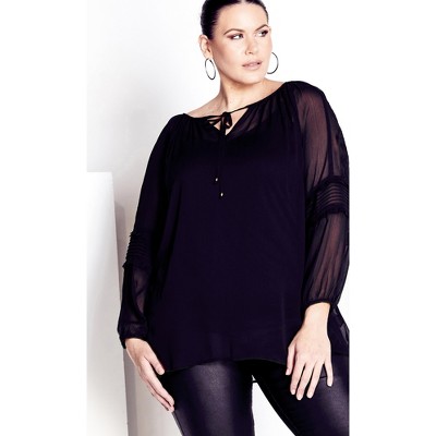 AVENUE | Women's Plus Size Top Addison Placement - black paisley - 26W/28W