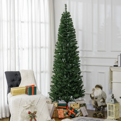 FURNIinspire Artificial Trees 7ft Unlit Tall Slim Pencil Christmas Tree With Realistic Branches, Christmas Decorations, Green, 29.5"*29.5"*82.7"
