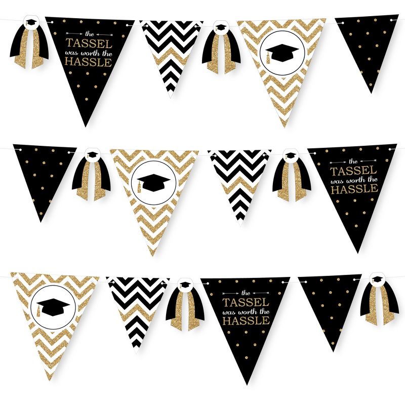 Big Dot of Happiness 30 Piece Gold Graduation Party Pennant Triangle Banner, 1 of 10