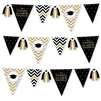 Big Dot of Happiness 30 Piece Gold Graduation Party Pennant Triangle Banner