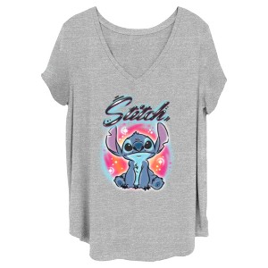 Junior's Women Lilo & Stitch Colorful Airbrush T-Shirt - 1 of 4