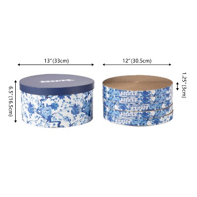 THE LICKER STORE Kate 12" Modern Patterned Cardboard Reversible Cat Scratcher Pad In Box with Catnip, Blue/White (5-Pack)