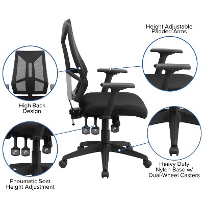 ErgoFlex High Back Black Mesh Adjustable Swivel Task Chair