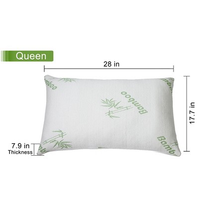 Queen Size White Bamboo Memory Foam Pillow with Washable Cover
