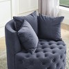 SEVOBAL Sofas Velvet Upholstered Swivel Chair with Button Tufting and Movable Wheels for Living Room Bedroom, Gray, 30.5"*30.5"*14.75" - 4 of 4