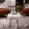 BirdRock Home Round Faux Fur Foot Stool Ottoman - White with Pale Gold Legs - 3 of 3