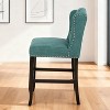 27" Contemporary Tufted Fabric Wingback Counter Stools, Set of 2, Green Teal with Dark Brown Legs, Stylish and Comfortable Counter Chairs - 4 of 4