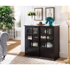 Kings Brand Furniture HolmesWood Curio Cabinet with Glass Sliding Doors - 1 of 4