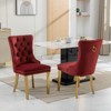 Vynxaria Wine Red Velvet Dining Chairs Set of 2 with Gold Legs - 4 of 4