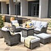 XIZZI 7 PCS Patio Furniture Sets with Outdoor Sofa Swivel Rocking Chairs and Fire Pit Table - 2 of 4