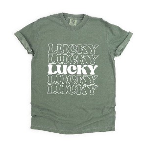 Simply Sage Market Women's Lucky Stacked Short Sleeve Garment Dyed Tee - 1 of 4
