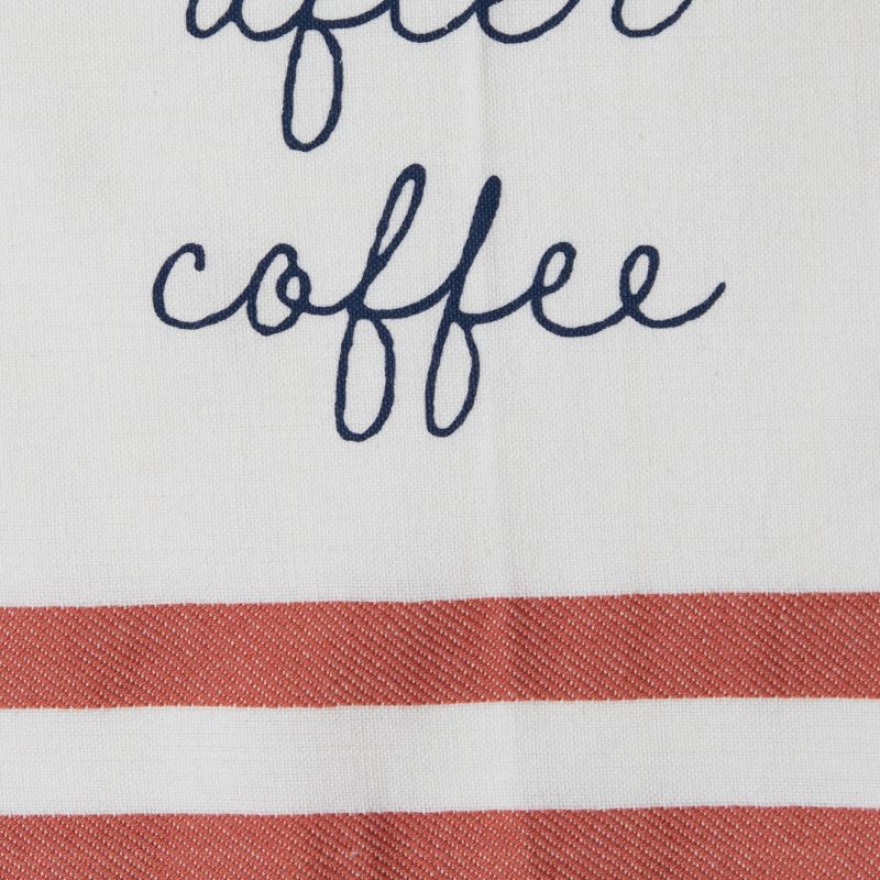 "After Coffee" 27 x 18 Inch Screen Printed Kitchen Tea Towel with Hand Sewn Pom Poms - Foreside Home & Garden, 3 of 6