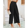 Women High Waisted Wide Leg Palazzo Pants, Flowy Pants Loose Fit Elastic Waist Pleated Trousers Comfy Elegant Business Casual Straight Leg Dress Pants - 3 of 4