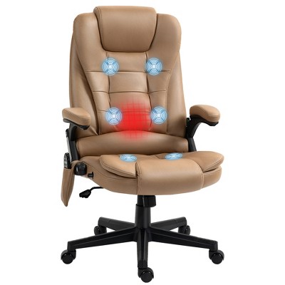 HOMCOM 6 Point Vibrating Massage Office Chair with Heat, Microfiber High Back Executive Office Chair with Reclining Backrest, Armrests