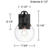 360 Lighting Thompson 12 1/4" High Modern Outdoor Wall Light Fixture Mount Porch House Exterior Outside Weatherproof Black Metal Clear Glass Shade - 4 of 4