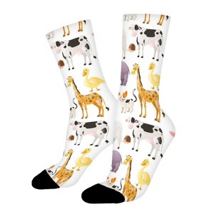 Cute Animals Women Printed Crew Socks Funny Funky Socks Soft Polyester Novelty Gifts for Artists Men - 1 of 1