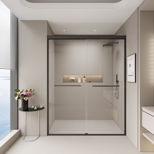 GDFStudio Tauton Double Sliding Shower Door with Tempered Glass - 1 of 4