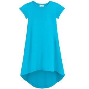 City Threads USA-Made Cotton Soft Jersey Girls Short Sleeve Hi-Lo Maxi Dress - 1 of 4