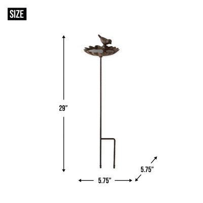 Bronze Cast Iron Flower Shaped Bird Bath with Bird