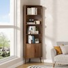 MOEPISY 5-Tier Corner Shelf, 66.73inch Tall Modern Corner Bookshelf, 5 Shelf Bookcase with 2 Fluted Doors - 2 of 4