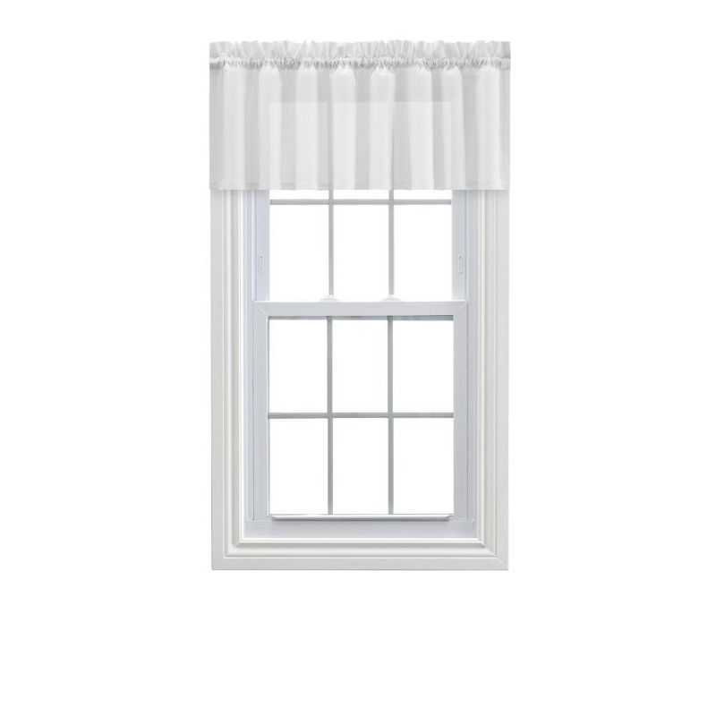 Ellis Curtain Cotton Voile 1.5" Rod Pocket Tailored Valance for Windows 86" x 15" White, 1 of 5