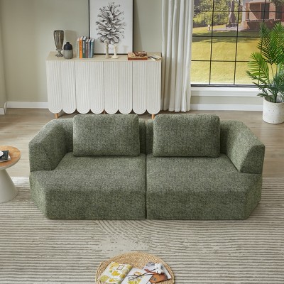 Dolonm 98.4" Large Compression Sofa Made of Chenille Fabric, 3-seater , No Assembly,Living Room, Bedroom
