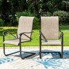 Captiva Designs 9pc Spacious Slat-top Square Metal Table with Umbrella Hole & C-spring Sling Chairs - 2 of 4