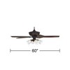 60" Casa Vieja Montego Industrial Rustic Indoor Ceiling Fan LED Light Oil Rubbed Bronze Teak Clear Glass for Living Kitchen Home - 4 of 4