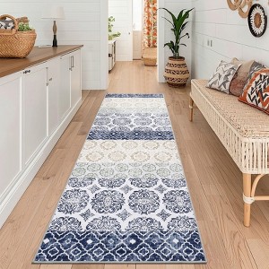 Modern Stripe Thin Rugs for Living Room Bedroom Bohemia Low Pile Non Slip Floor Mat Indoor Retro Soft Washable Carpet Home Decor - 1 of 4