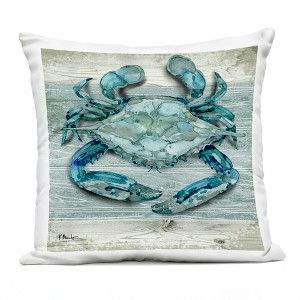 Stupell Industries Nautical Blue Crab Grainy Pattern Boardwalk Outdoor Decorative Throw Pillow, 18 x 18 - 1 of 3