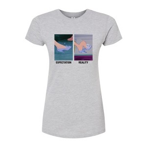 Women's - Disney - Expectation Vs. Reality Glass Slipper Fitted Graphic T-Shirt - 1 of 3