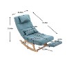Solid Wood Ergonomic Rocking Chair, PU Accent Chair with Retractable Footrest - Maison Boucle - 4 of 4