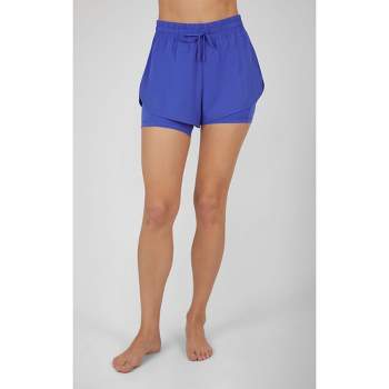 90 Degree By Reflex Womens Lux 2-in-1 Running Shorts with Drawstring