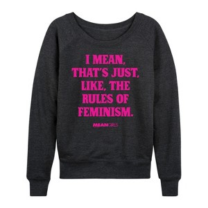 Women's - Mean Girls - Rules Of Feminism Lightweight French Terry Wide Neck Long Sleeve Shirt - 1 of 4