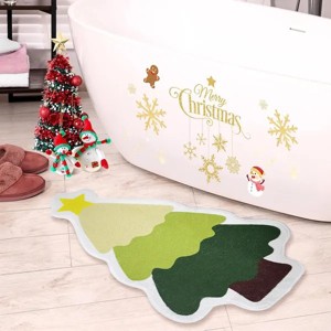 Racxily Christmas Tree Bathroom Rug Cute Bath Mat Non Slip Xmas Bath Rug for Bathroom 20x31 Inch Aisle Carpet for Living Room Bedroom Entryway - 1 of 4