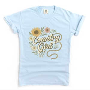 Country Girl Rope Watercolor  - Womens Garment Dyed Graphic T-Shirt - 1 of 4