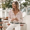 Women's Striped Long Sleeve Jersey Henley Shirt - Cupshe - image 2 of 4