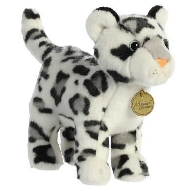 Aurora Medium Snow Leopard Miyoni Realistic Stuffed Animal White 10"