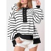 Imily Bela Women Color Block Waffle Knit Top Oversized Comfort  Casual Sweatshirt - 3 of 4