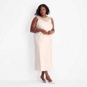 Women's Sleeveless Mixed Media Ankle Slip Dress - Future Collective - 1 of 3