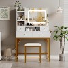 Makeup Vanity Desk with Mirror, Vanity Desk with Lights in 3 Colors, Girls Vanity Table with Charging Station, 4 Drawers - 4 of 4