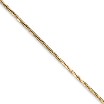Black Bow Jewelry 1.3mm 14k Yellow Gold Solid Round Snake Chain Necklace