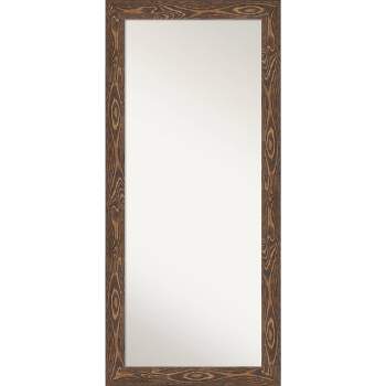 30" x 66" Non-Beveled Bridge Brown Wood Full Length Floor Leaner Mirror - Amanti Art