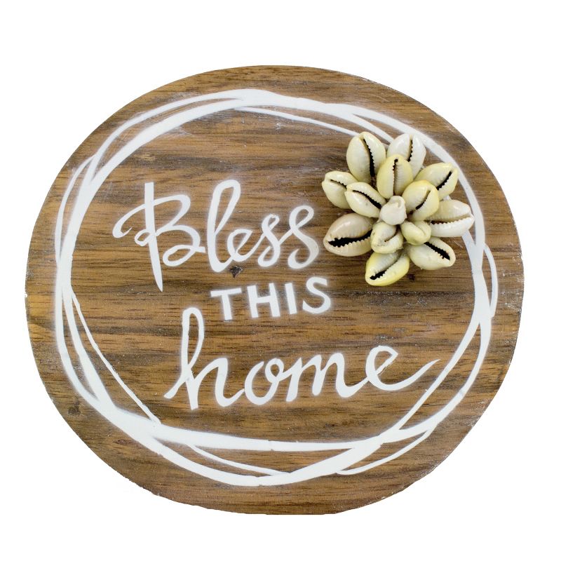 Beachcombers Bless This Home Shell Coastal Plaque Sign Wall Hanging Decor Decoration For The Beach 6 x 5.25 x 0.05 Inches., 1 of 5
